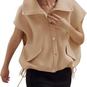 Fall Spring Vest for Women 2025 Sleeveless Tops Dressy Casual Oversized Button D